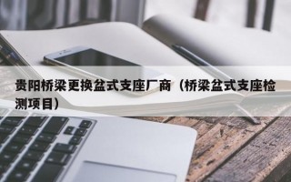 贵阳桥梁更换盆式支座厂商（桥梁盆式支座检测项目）